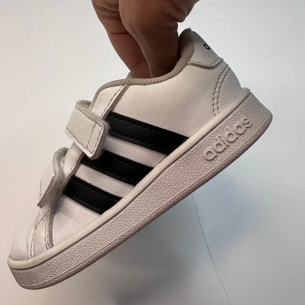 Adidas Grand Court White Black Stripe Sneakers